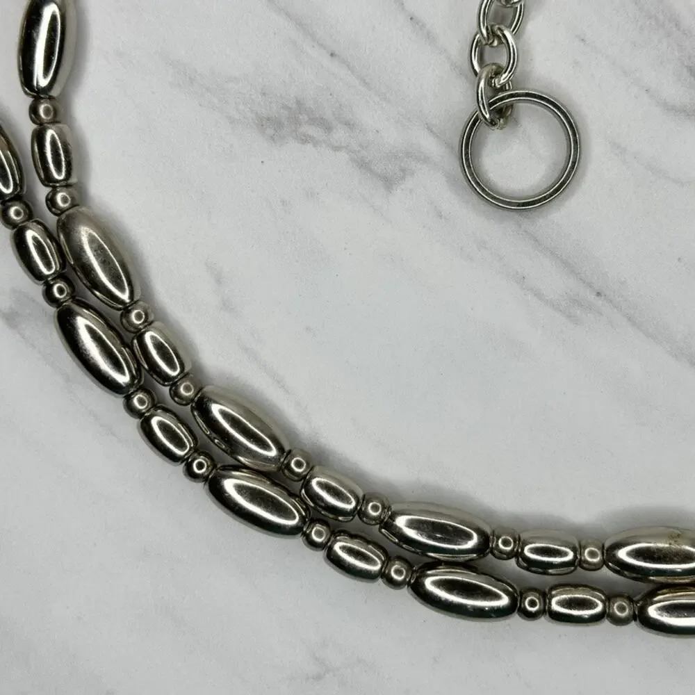 Vintage Womens Silver Tone Beaded Chain Belt XS Small (XS/S) ✨